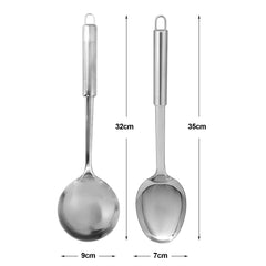 Kuber Industries Ladle & Spoon|Stainless Steel Serving Set|Nonstick Cooking Set|Nonstick Cooking Set|Pack of 2 (Silver)