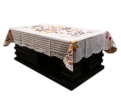 Kuber Industries Floral Cotton Center Table Cover for 4 Seater, Brown (KI3556_11)