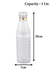 Heart Home Plastic Ragular Crystal Design Water Bottle for Home & Traveling, 1Ltr. Set of 3 (Transparent) 54HH4305.