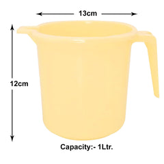Heart Home Small Plastic Bathroom Mug, 1 Litre- Pack of 2 (Cream)-50HH0795
