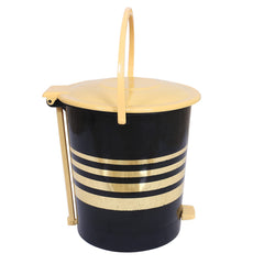 Kuber Industries Dustbin|Plastic Pedal Dustbin|Kitchen Inner Bucket Waste Paper Bin|Dustbin For Bedroom|Gold Layer 10 Litre Dustbin|Pack of 2 (Black)
