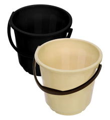 Kuber Industries Bucket|Plastic Bucket for Bathroom|Bucket for Bathing|Unbreakable Bucket with Handle|16 Liter|Pack of 2 (Black & Yellow)