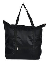 Heart Home Polyster Storage Bag, Organizer for Clothes, Grocery, Vegetables, Stationery With 1 Small Pocket & Handle - Pack of 3 (Black)-47HH01254