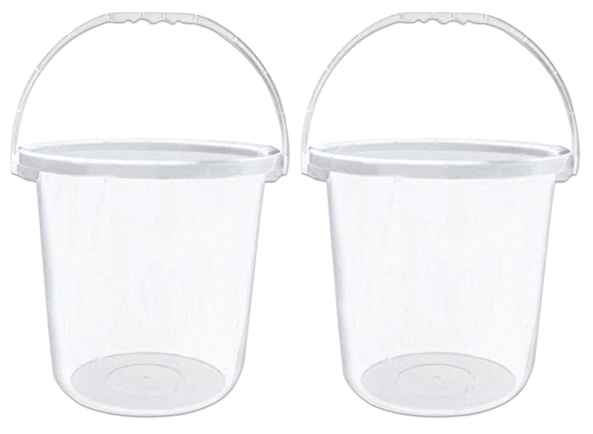 Heart Home 2 Pieces Unbreakable Virgin Plastic Strong Transparent Bathroom Bucket 16 LTR (White)- HEART7106