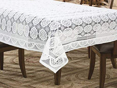 Kuber Industries 6 Seater Dining Table Cover|Circle Design & Cotton Material|Heat Resistant, Size 228 x 152 CM (White) - CTKTC22312 Pack of 1