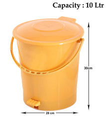 Kuber Industries Plastic Pedal Dustbin, Trashbin, Wastebin For Kitchen, Bathroom, Office Use With Handle, 10 Liter- Pack of 2 (Sky Blue & Yellow)-47KM0952