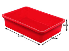 Heart Home Plastic Storage Large Tray Organizer, Stackable Tray for Projects, Painting, Beads, Organizing Supply Pack of 3 (Red)