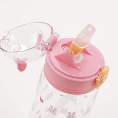 Heart Home Sipper Bottle with Straw for Kids | Teddy Tumbler Sipper Cup I Cute Water Bottle with Lid (Transparent)