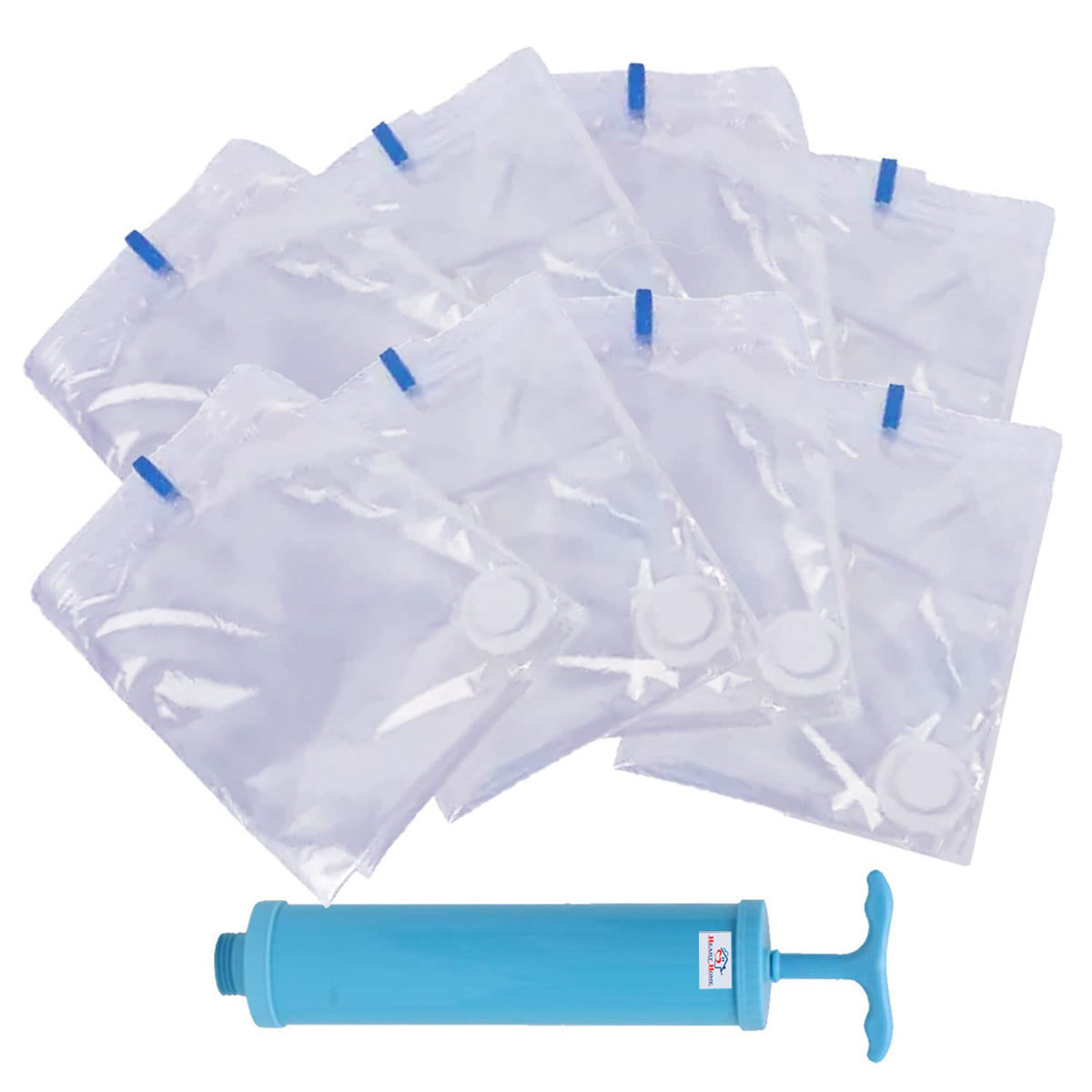 Heart Home Vacuum Storage Bags|Space Saver Bags|Travel Vacuum Storage Seal Bags for Comforters Blankets Clothes Pillows With Hand Pump,50x60 cm,Pack of 8 (Transparent)