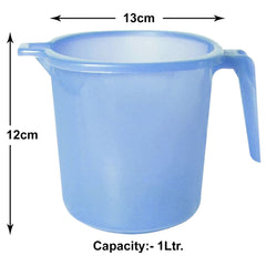 Heart Home Tranasparent Small Plastic Bathroom Mug, 1 Litre- Pack of 4 (Blue)-50HH0817