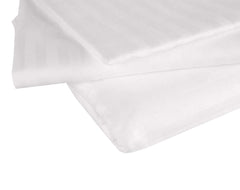Kuber Industries Self Stripe 300 TC Satin Double Bedsheet with 2 Pillow Covers - White