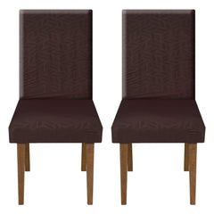 Heart Home Leaf Printed Elastic Stretchable Polyster Chair Cover for Home, Office, Hotels, Wedding Banquet- Pack of 2 (Brown)-50HH01001