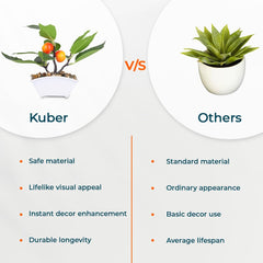 Kuber Industries Artificial Plants for Home Décor|Natural Looking Indoor Fake Plants with Pot|Artificial Flowers for Decoration (Orange)