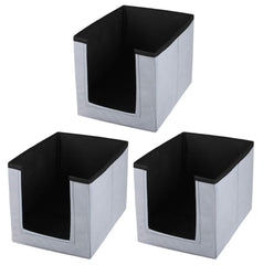 Heart Home Multiuses Non-Woven Closet Organizer With Handles- Pack of 3 (Black & Grey) -HS43HEARTH26541