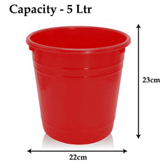Kuber Industries Plastic Dustbin|Portable Garbage Basket & Round Trash Can for Home,Kitchen,Office,College,5 Ltr,Pack of 3 (Red)