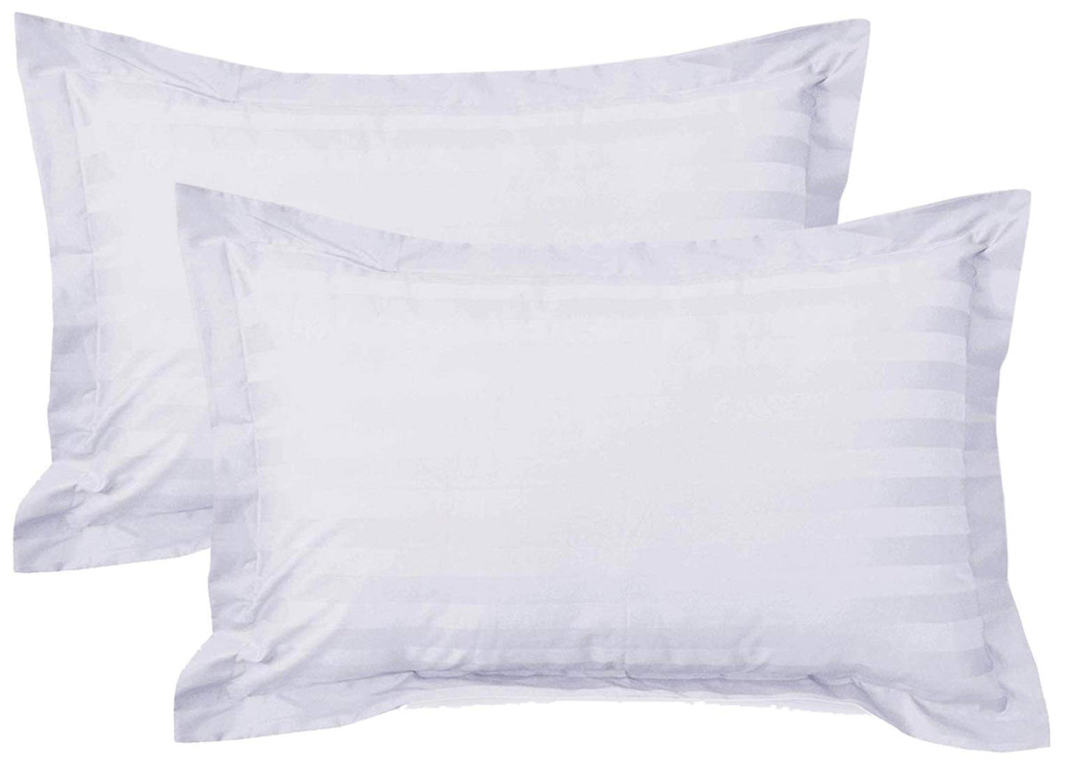 Kuber Industries Lining Design Cotton Pillow Cover- 18x28 Inch, Set of 2 (White)-HS43KUBMART26778