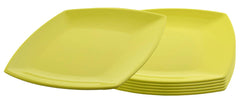 Kuber Industries 6 Pieces Unbreakable Virgin Plastic Square Microwave Safe Dinner Plates (Green) - CTLTC44477