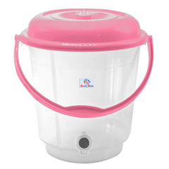 Heart Home Multipurposes Plastic Transparent Bucket With Lid & Tap System For Home Cleaning & Save Water, 18Ltr. (Pink) 52HH3891