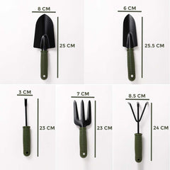 Kuber Industries Garden Tools|Small & Big Hand Trowels|Hand Cultivator|Hand Weeder & Fork Carbon Steel|SJ-5020|Set of 5|Green & Black