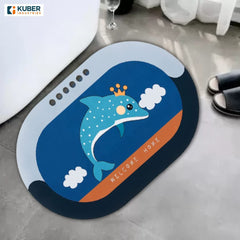 Kuber Industries Stylish Beautiful Dolphin Bathroom Mat, Door Mat, Floor Mat, Bath Mat , Doormat , Bathroom Carpet | Non Slip mat for Bathroom Cushion Mat Super Absorbent Soft Carpet, Quick Dry Dirt Barrier for Home & Office |38 x 58 cm,Multicolor