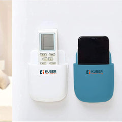 Kuber Industries Remote & Phone Holder|Wall Mounted Mobile Holder|Premium PP Build|Easy Installation|Multipurpose Wall Stand For Phone|Pack of 3|Multicolor
