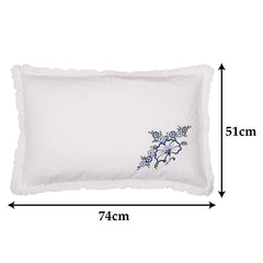 Heart Home Embroidery Pattern Breathable & Soft Cotton Pillow Cover for Sofa, Couch, Bed, Set of 4 (White) 54HH4114.