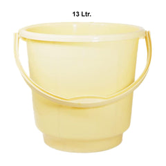 Kuber Industries Unbreakable Strong Plastic Bathroom Bucket 13 LTR (Cream) -CTKTC042971