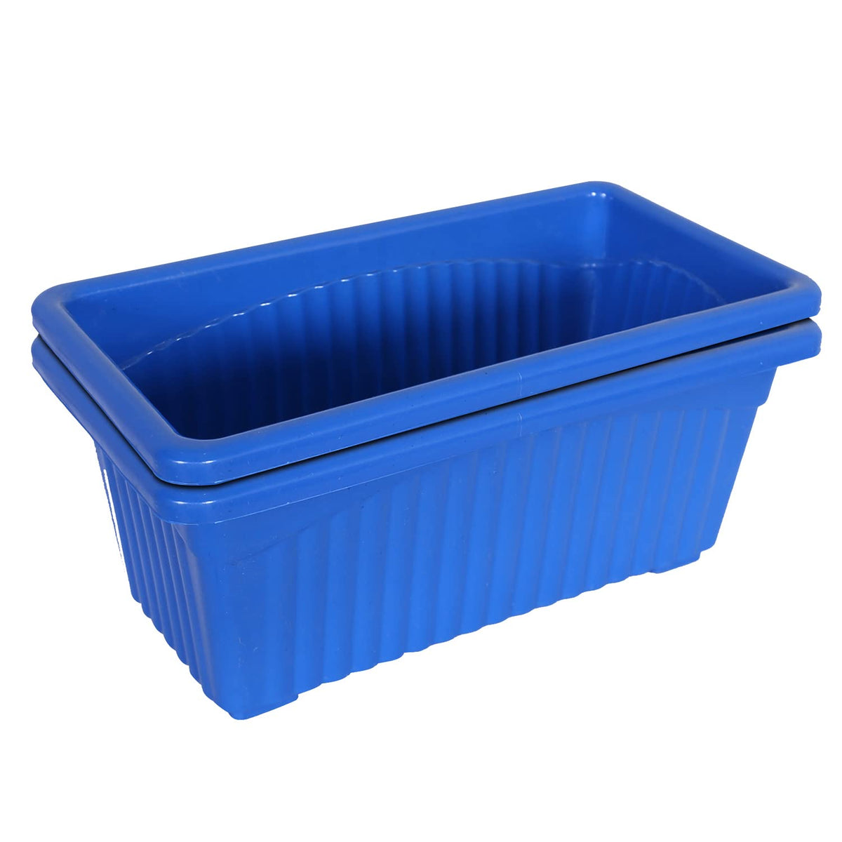 Kuber Industries Rectangular Jupiter Plastic Window Pot|Flower Planter for Home & Balcony,Garden 14 Inches Pack of 2 (Blue)
