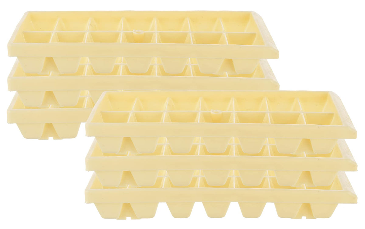 Heart Home Plastic Ice Cube Tray Set with 14 Section- Pack of 6 (Cream)-HS43HEARTH25753