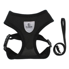 Kuber Industries Small Dog/Cat Chest Harness with Nylon Leash I No Pull, Soft Padded and Breathable Pet Vest I Adjustable, Reflective I Easy Control Pet Chest Belt I (X-Small,Black)