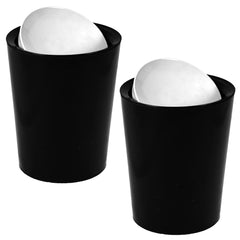 Kuber Industries Swinging Lid Dustbin|Plastic Garbage Waste Bin|White Lid Trash Can for Living Room|Kitchen|Office|6 Litre|Pack of 2 (Black)