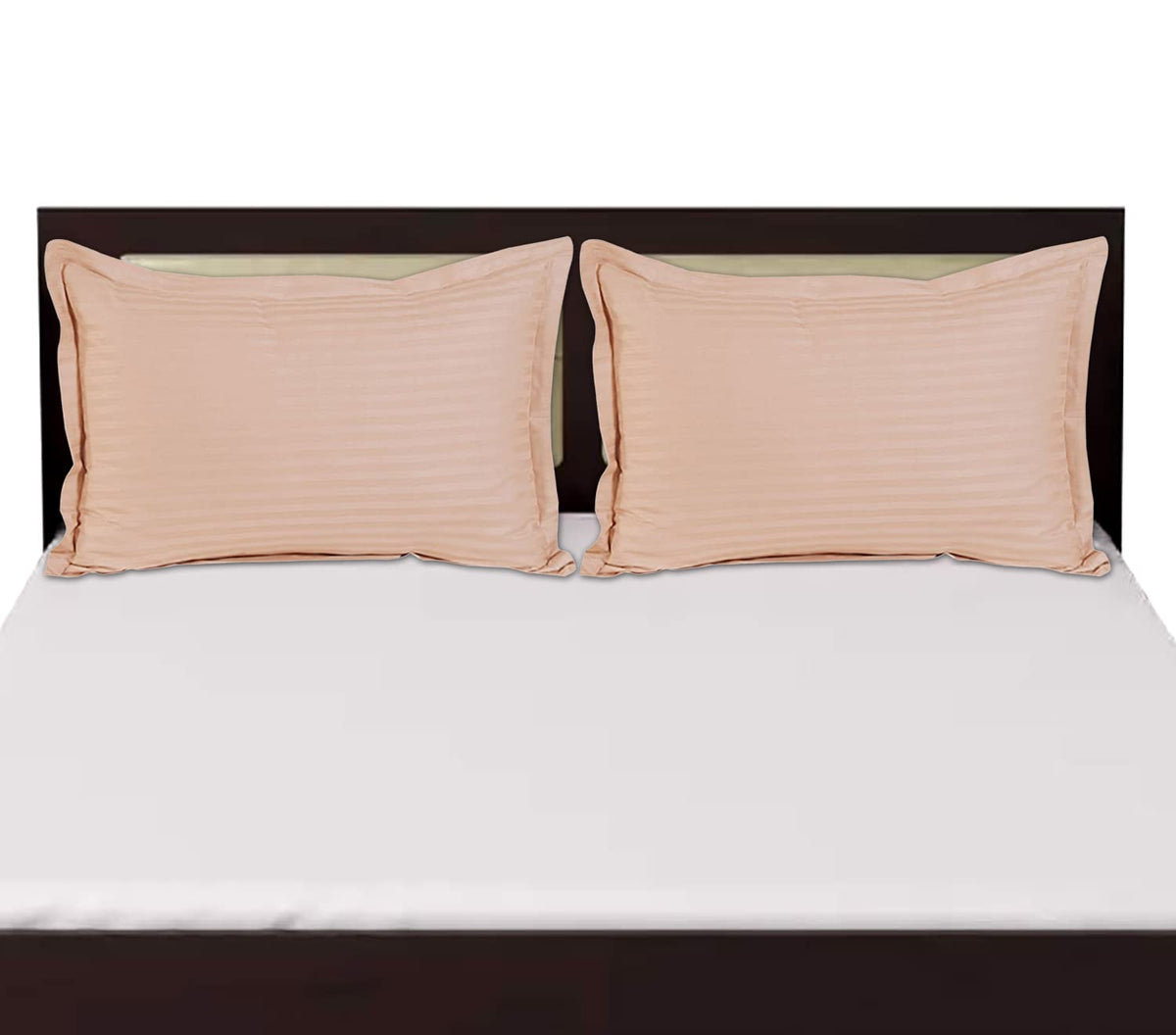 Kuber Industries Lining Design Breathable & Soft Cotton Pillow Cover/Protector/Case- 18x28 Inch, Set of 2 (Peach)-HS43KUBMART26767, Standard