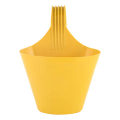 Kuber Industries Hanging Flower Pot|Single Hook Plant Container|Durable Plastic Glossy Finish Pots for Home|Balcony|Garden|9 Inch|Pack of 3 (Yellow)