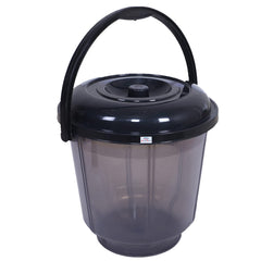 Heart Home Colorful Homeware Bucket| Plastic Bucket|Transparent Bucket with Lid & Handle for Bathroom,Home Use,13 Litre (Black)