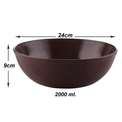 Kuber Industries Bowls|Plastic Dishwasher Safe Bowl|Serving Bowls|Bowls for Kitchen|Microwave Safe Bowls for Salad|Soup|Pasta|2000 ML|Pack of 6 (Brown)
