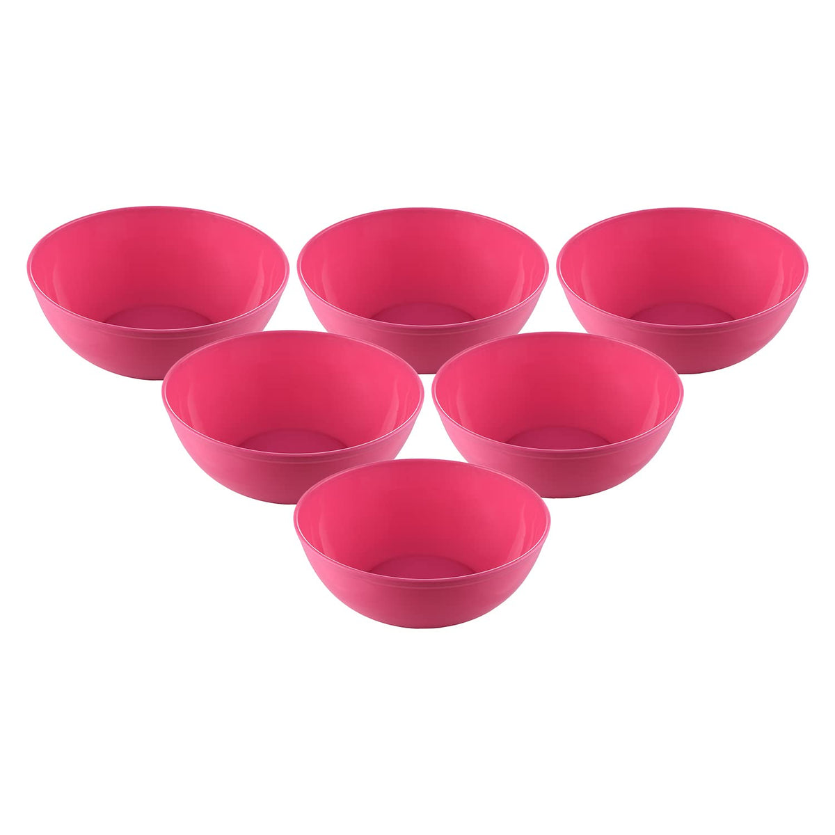 Kuber Industries Bowls|Plastic Dishwasher Safe Bowl|Serving Bowls|Bowls for Kitchen|Microwave Safe Bowls for Salad|Soup|Pasta|1500 ML|Pack of 6 (Pink)