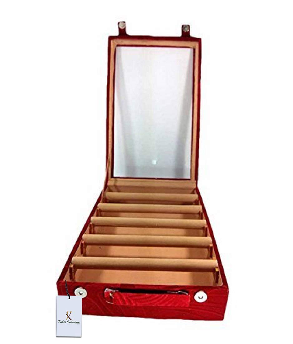 Kuber Industries Red Fabric 5 Rods Bangle Box