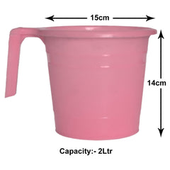 Kuber Industries Multiuses Lightweight, Unbreakable Strong Plastic Bathroom Mug, 2 Litre- Pack of 3 (Pink)-50KM0870
