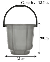 Kuber Industries Multipurposes Tranasparent Plastic Bucket for Bathing Home Cleaning & Storage Purpose, 13Ltr.- Pack of 2(Brown)-47KM01219