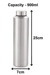 Heart Home Insulated Stainless Steel Water Bottle, Leakproof Lids, Great for Travel, Picnic & Camping, 900 ML (Silver)