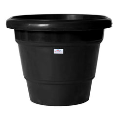 Heart Home Solid 2 Layered Plastic Flower Pot|Gamla for Home Decor,Nursery,Balcony,Garden,8"x 6",Pack of 4 (Black)