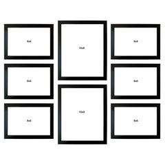 Kuber Industries Collage Photo Frame For Living Room, Wall Set of 8 (Black) Size: 6x8-6 Pc, 10x8-2 Pc.