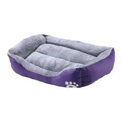 Kuber Industries Dog & Cat Bed|Super Soft Plush Top Pet Bed|Oxford Cloth Polyester Filling|Machine Washable Dog Bed|Rectangular Cat Bed with Rise-Edge Pillow|QY036P-M|Purple