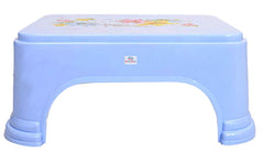 Heart Home Printed 2 Pieces Plastic Bathroom Stool & Mug Set (Blue)