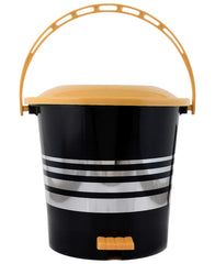 Kuber Industries Plastic Pedal Dustbin/Wastebin With Handle, 10 Liter- Pack of 2 (Black & Yellow)-47KM01007