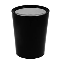 Kuber Industries Swinging Lid Dustbin|Plastic Garbage Waste Bin|Grey Lid Trash Can for Living Room|Kitchen|Office|6 Litre (Black)