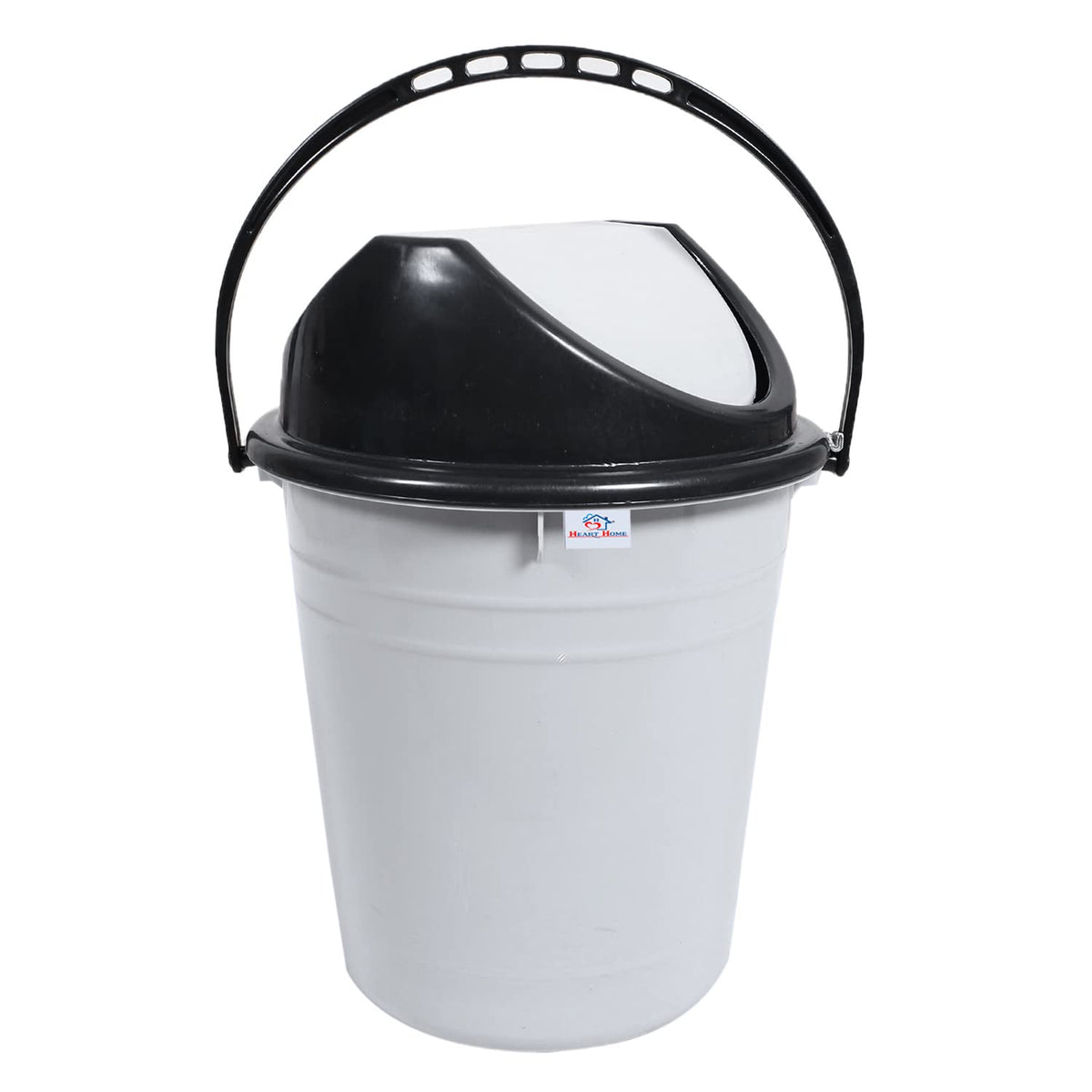 Heart Home Plastic Dustbin with Swinging Lid|Portable Garbage Basket & Round Trash Can for Home,Kitchen,Office,College,10 Ltr (Gray)