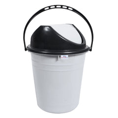 Heart Home Plastic Dustbin with Swinging Lid|Portable Garbage Basket & Round Trash Can for Home,Kitchen,Office,College,10 Ltr (Gray)