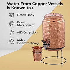 Kuber Copper Water Bottle & Water Dispenser Combo Set|with Added Health Benefits of Copper|Ergonomic Design & Easy to Clean|Pack of 2|5 Liters & 750 ML|Copper & Red