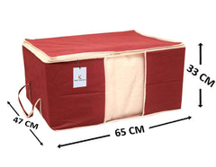 Kuber Industries 3 Piece Non Woven Underbed Storage Organiser Set, Extra Large, Maroon (CTS039)